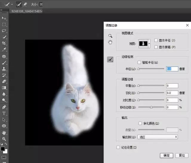 PS教学：快速蒙版及调整边缘快速抠出白猫