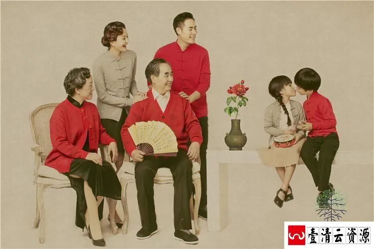 【S1476】【素材】民国风古典全家福亲子样片时尚横版高清影楼摄影JPG格式