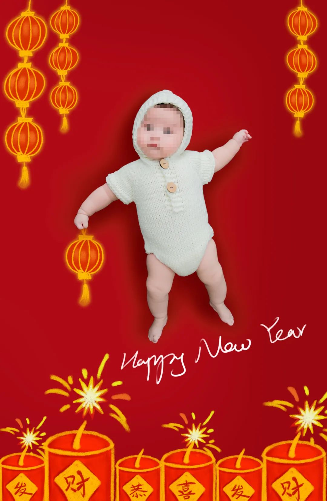 【S1365】【素材】新年新生儿相册模板儿童卡通春节摄影楼3D换背景PSD模板素材