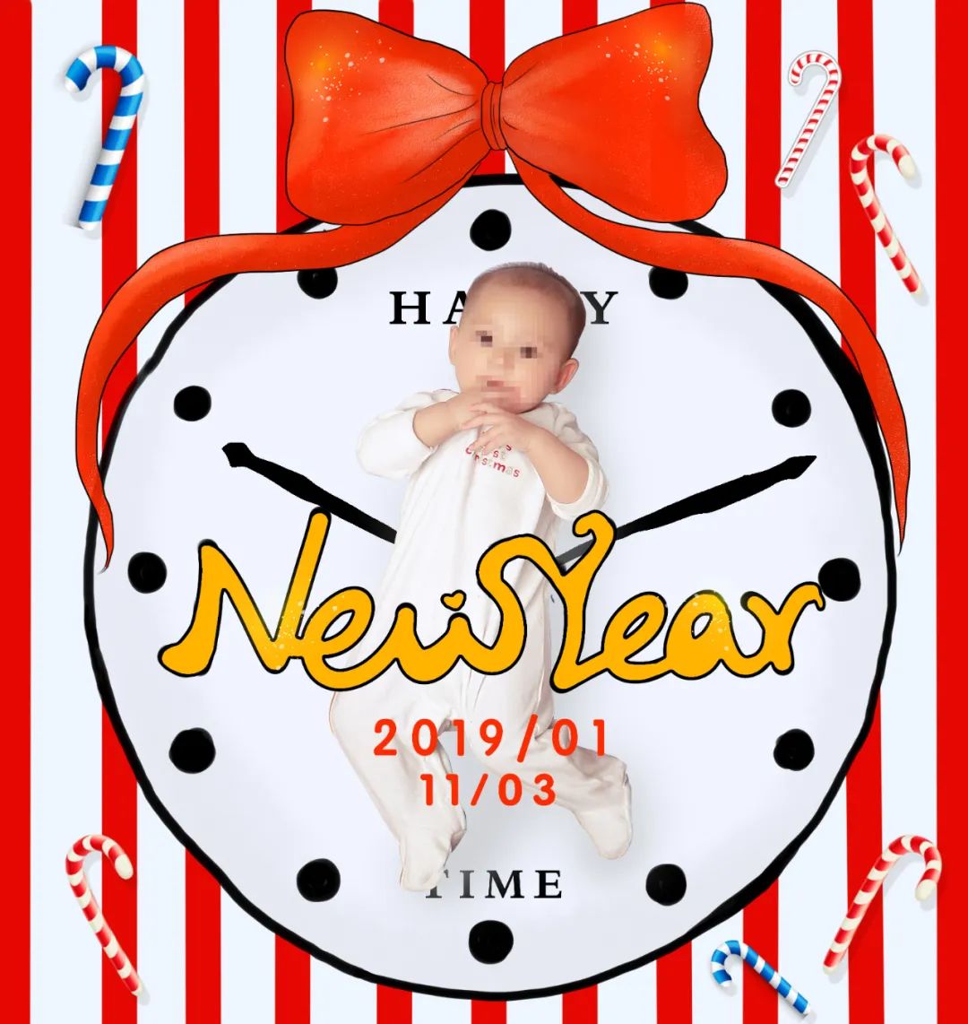 【S1365】【素材】新年新生儿相册模板儿童卡通春节摄影楼3D换背景PSD模板素材