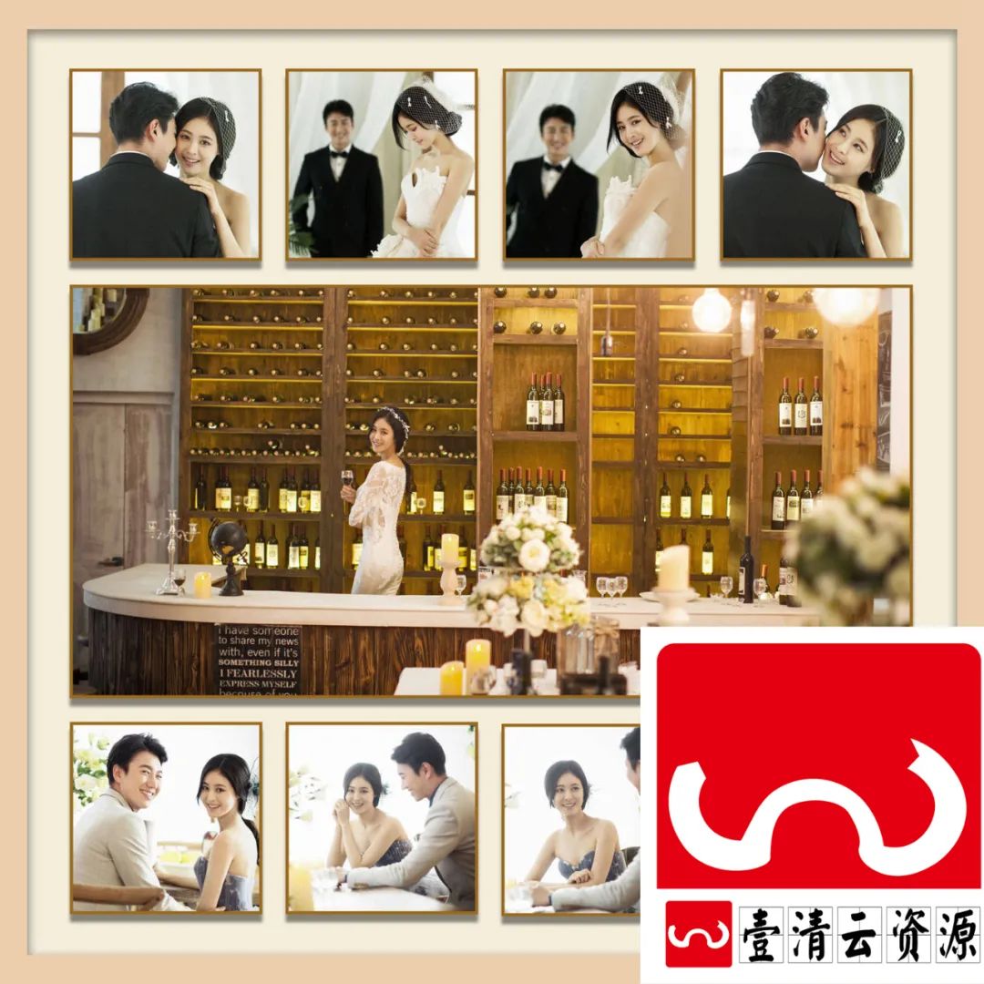 【S1427】【素材】婚纱九宫格写真相册大气室外影楼摄影分层设计PSD模板素材