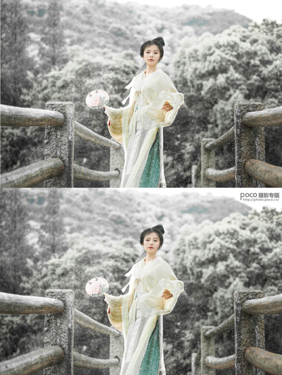 PS教程：调出冷色唯美雪景人物写真照片