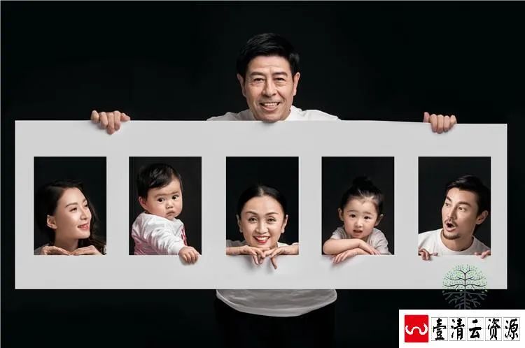 【S1507】【素材】创意黑白风全家福亲子样片简约大气影楼摄影素材JPG格式