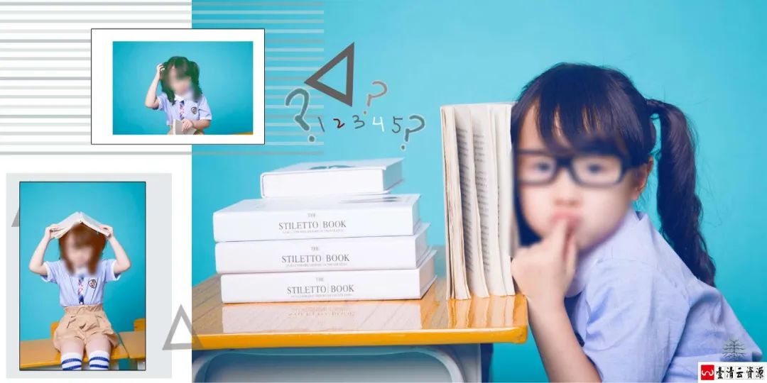 【S1497】【素材】可爱女孩儿童相册模板清新方版8寸影楼拍摄写真PSD分层素材