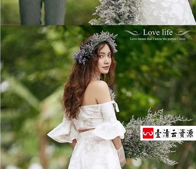 【S1490】【素材】浪漫森系旅拍情侣婚纱影楼摄影样片 接单小样+PSD调色图层