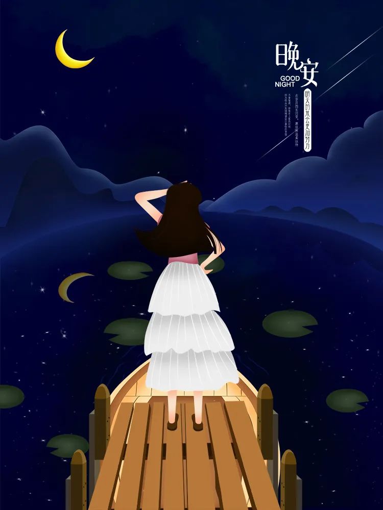 【S1622】【素材】文艺唯美风岁月时光美好晚安夜空卡通动画风海报封面EPS模板