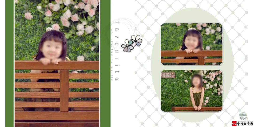 【S1497】【素材】可爱女孩儿童相册模板清新方版8寸影楼拍摄写真PSD分层素材