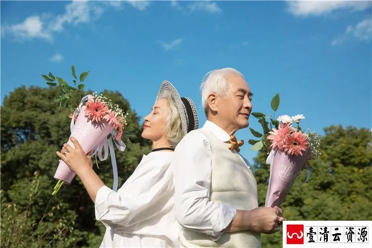 【S1581】【素材】时尚高端中老年人金婚室外影楼摄影结婚纪念放大样片JPG素材