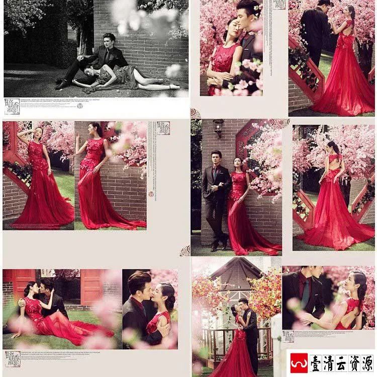 【S1541】【素材】古风古装浪漫新婚婚纱照模板 情侣爱情psd影楼相册设计素材