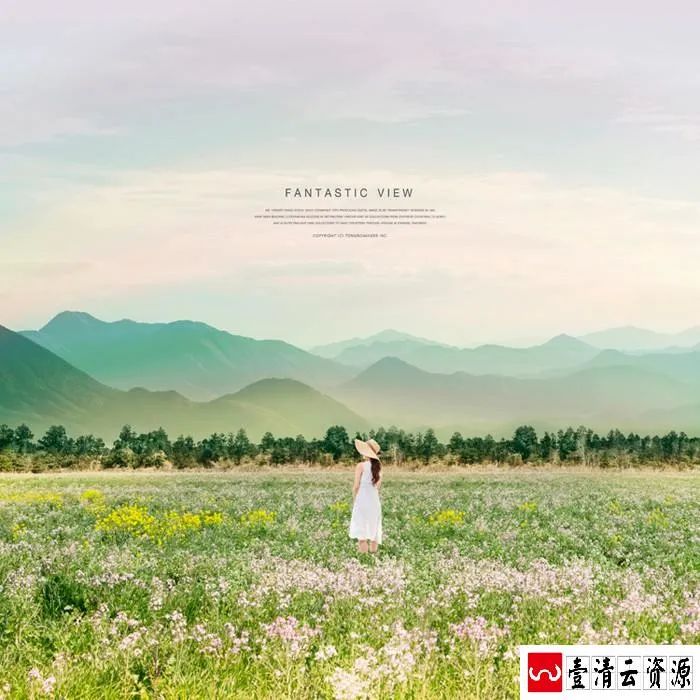 【S1492】【素材】风景影楼写真春季景色外景唯美文艺背景素材PSD格式模板下载