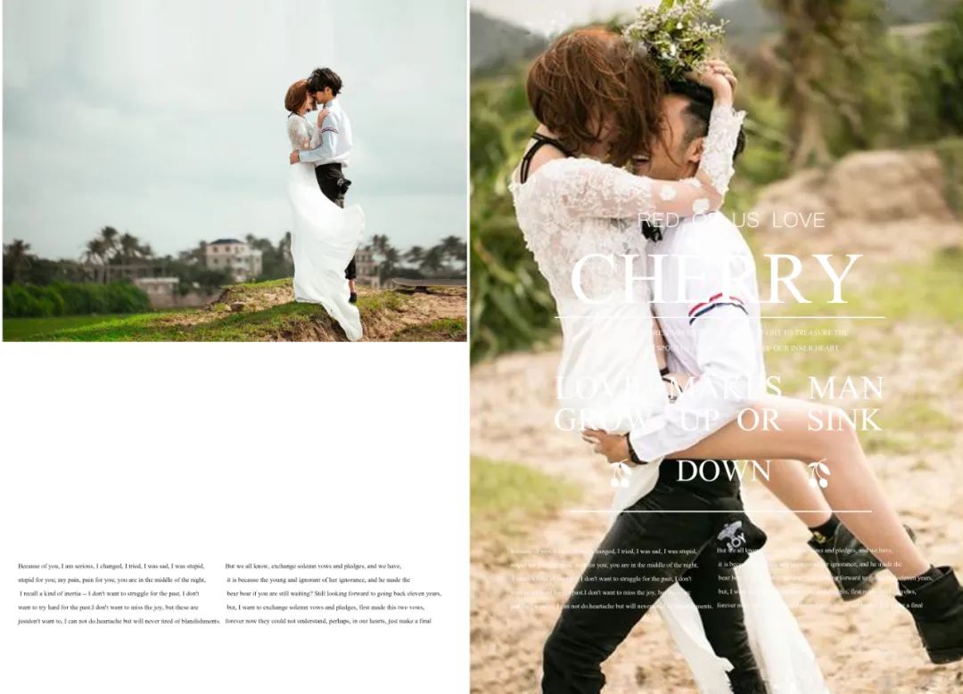 【S1515】【素材】浪漫爱情情侣新婚婚纱摄影模板 外景写真照psd排版设计相册