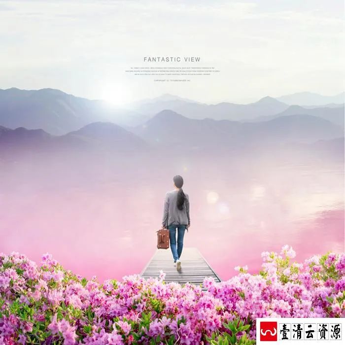 【S1492】【素材】风景影楼写真春季景色外景唯美文艺背景素材PSD格式模板下载