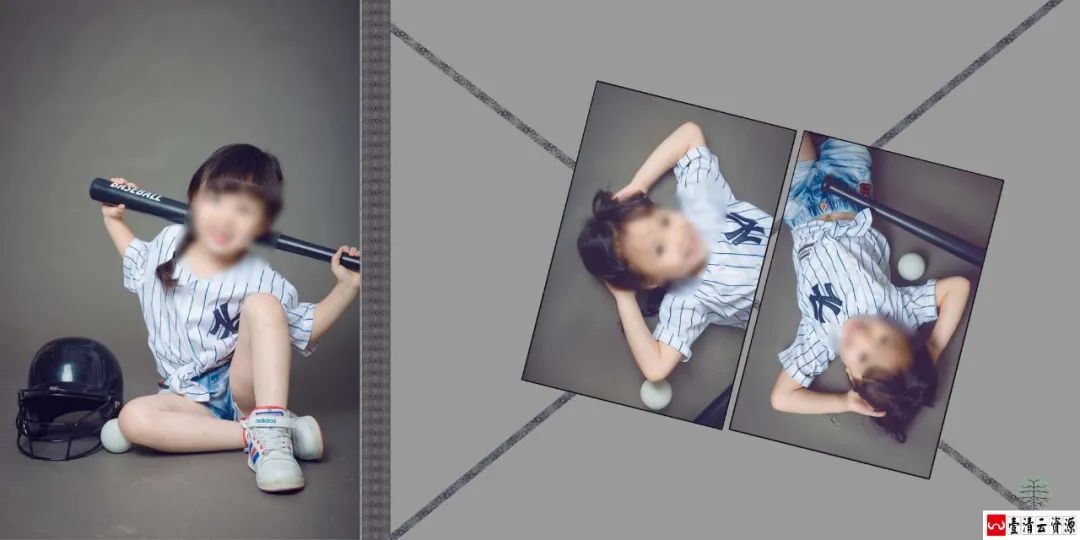 【S1497】【素材】可爱女孩儿童相册模板清新方版8寸影楼拍摄写真PSD分层素材