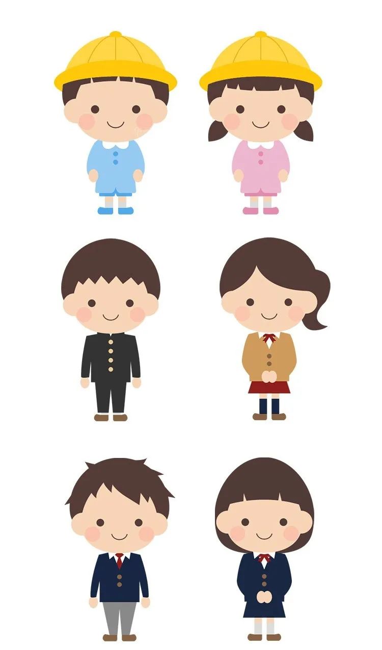 【S1558】【素材】萌系卡通可爱Q版小学生儿童人物PNG免扣素材 上学设计素材新