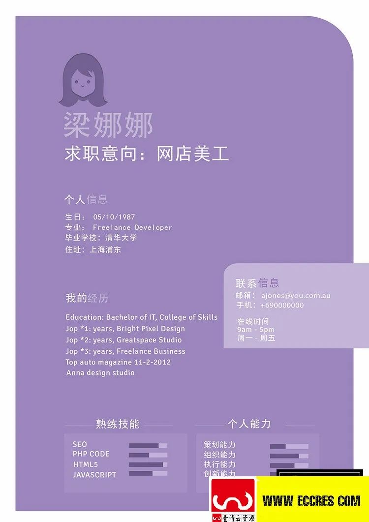 【S1806】【素材】PSD简历设计模板设计素材源文件