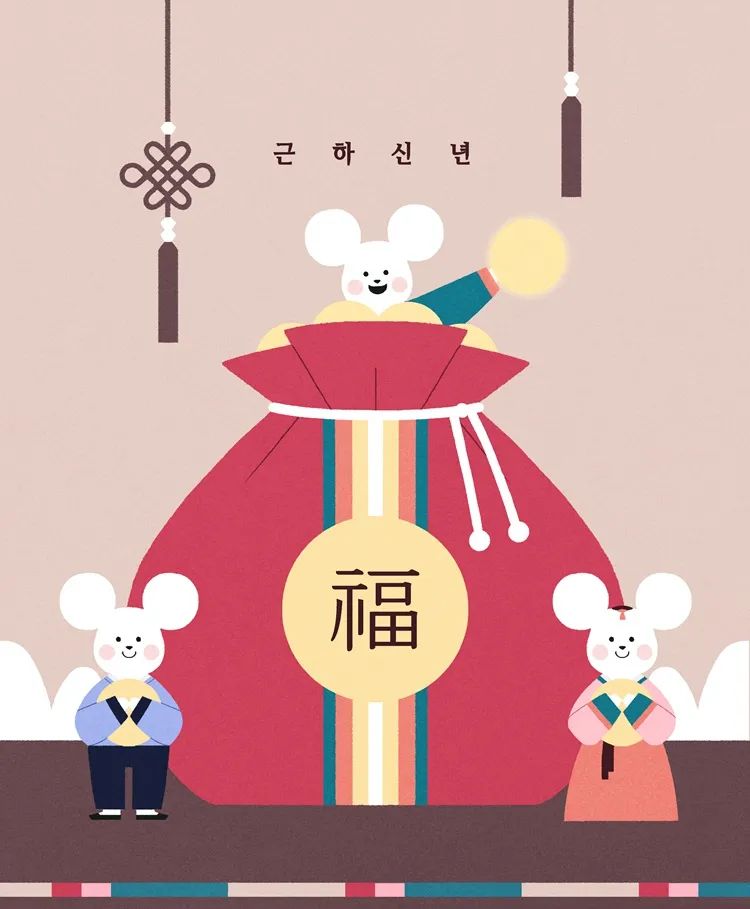 【S1748】【素材】2020新年春节古风鼠年卡通老鼠插画海报展板背景PSD分层设计素材