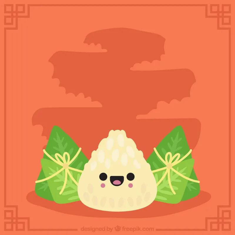 【S1957】【素材】卡通可爱传统端午节赛龙舟吃粽子节日背景海报横幅宣传矢量图素材