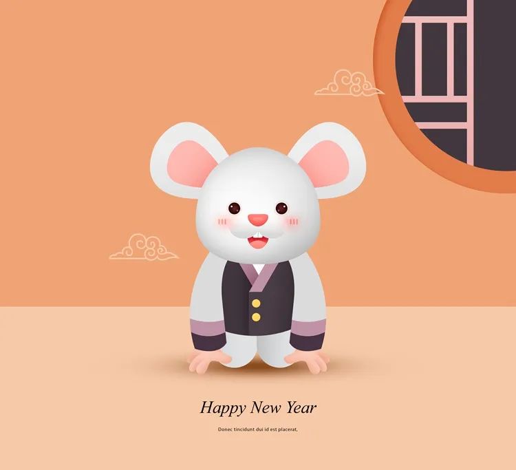 【S1748】【素材】2020新年春节古风鼠年卡通老鼠插画海报展板背景PSD分层设计素材
