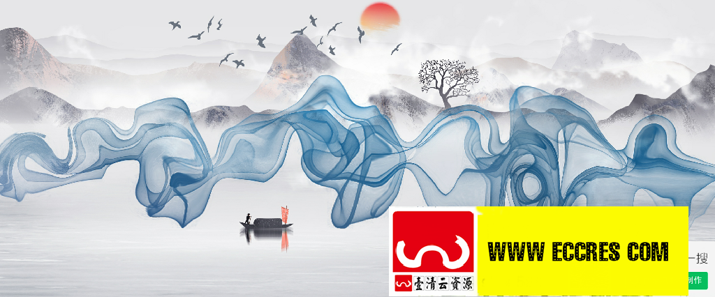 【S1971】【素材】中国风意境水墨山水画古风山水装饰画PSD