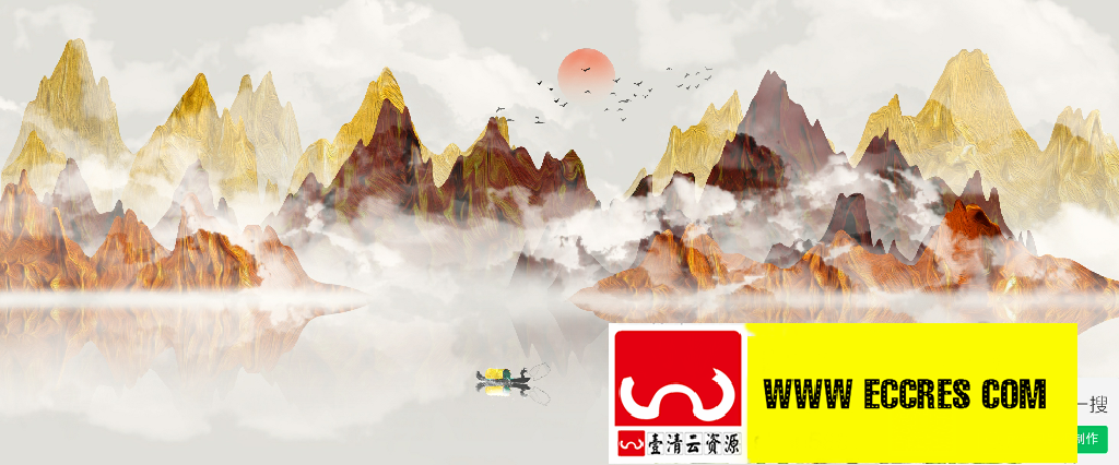 【S1971】【素材】中国风意境水墨山水画古风山水装饰画PSD