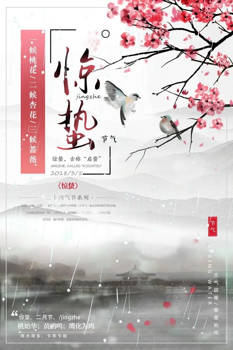 【S1990】【素材】 二十四节气之春分海报+惊蛰PSD素材