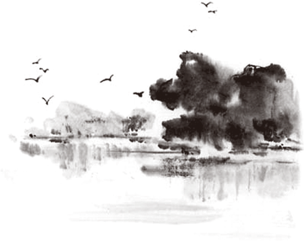 【S1996】【素材】中国风水墨山水风景画古典水彩水墨晕染国画PNG免抠透明设计素材